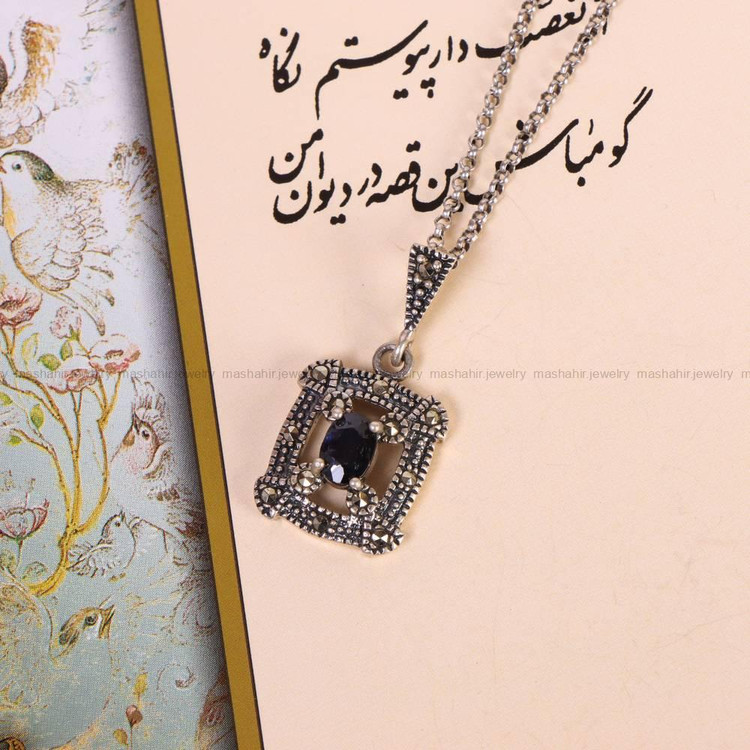 گردنبند یاقوت کبود زنانه کد 6033