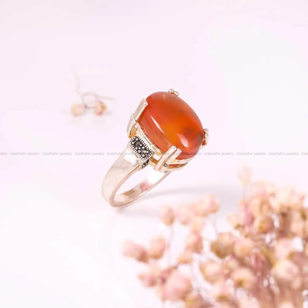 انگشتر عقیق زنانه کد 4401