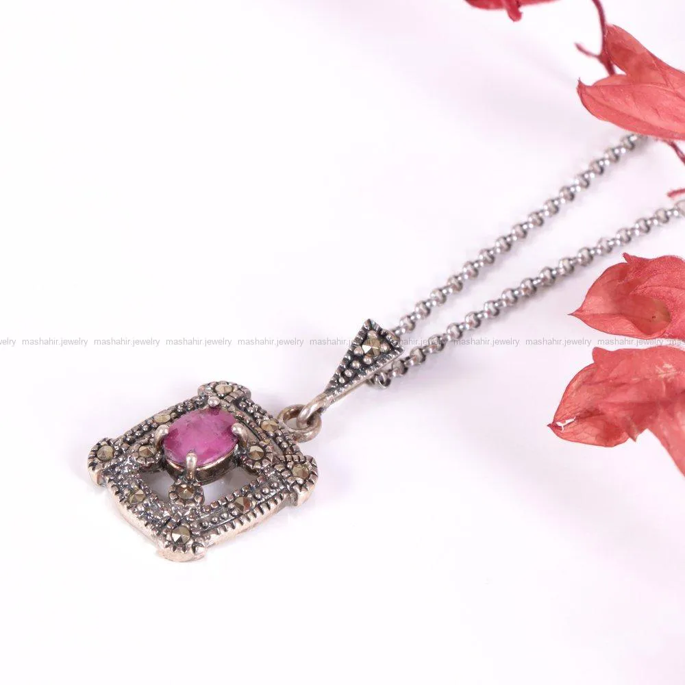 گردنبند یاقوت سرخ زنانه کد 2305