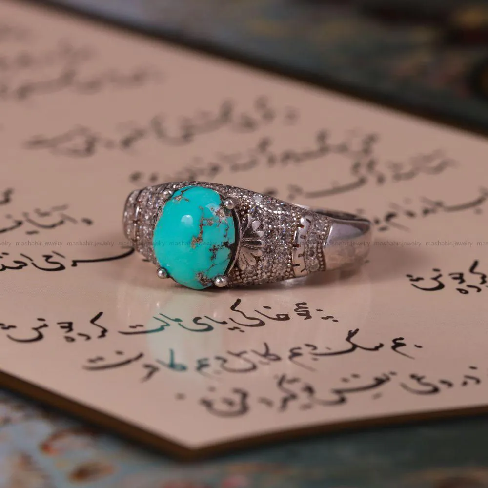 انگشتر فیروزه شجری مردانه کد 2693