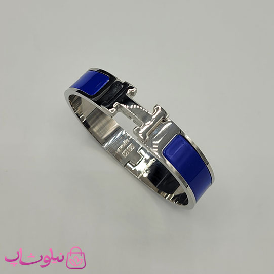 دستبند زنانه هرمس آبی نقره ای استیل قفل اورجینال کد 680
